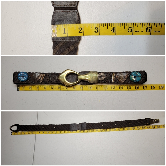 Boho Belt with Faux Turquoise Stones Shells Metal and Beading Women's Hip Belt - Picture 13 of 13